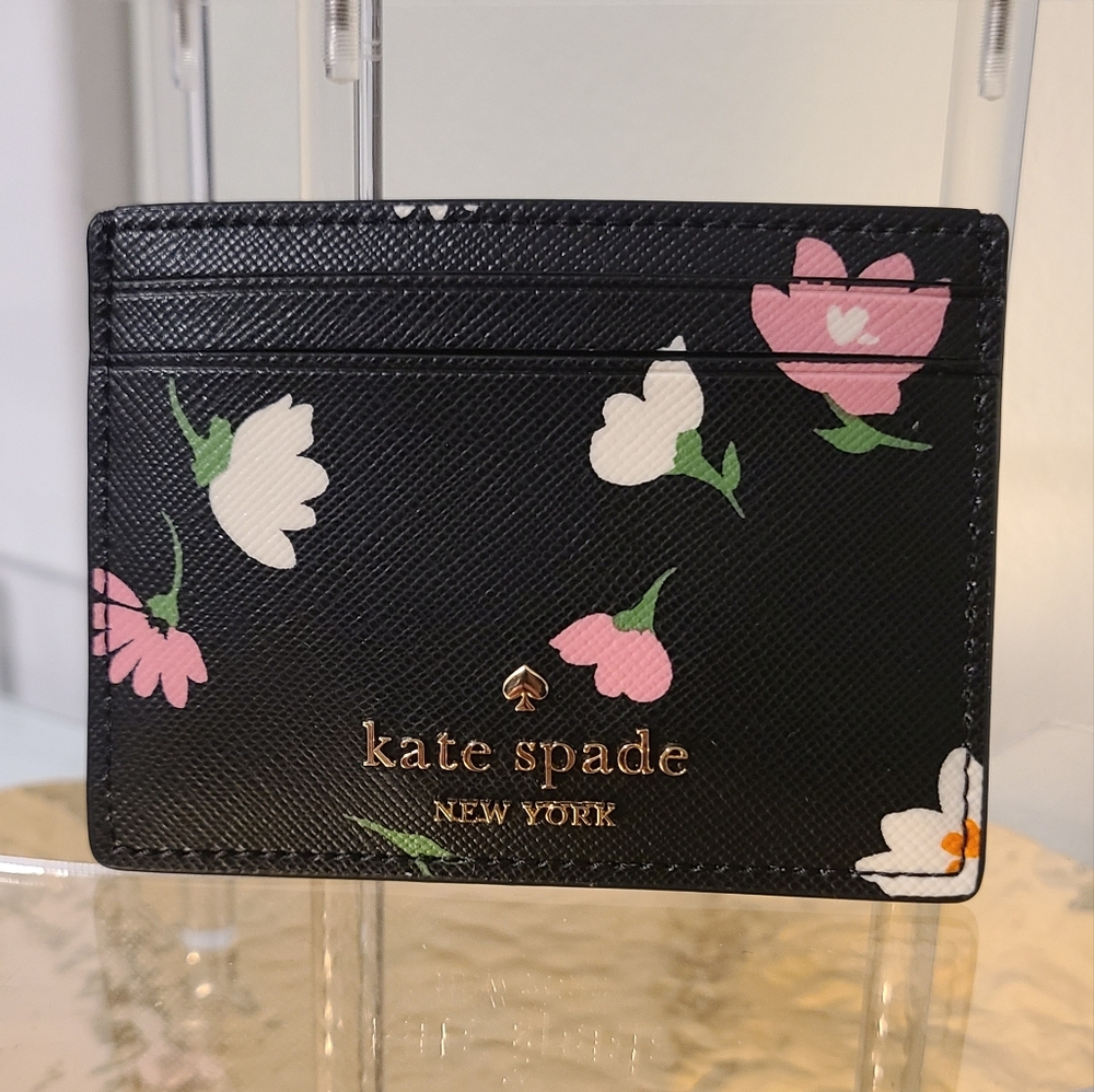 NWOB Kate Spade Black Madison Floral Waltz Cardholder